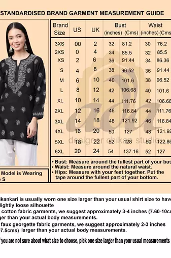 Ada Hand Embroidered Black & Blue Cotton Lucknowi Chikankari Indian Women Straight Kurti - A911382