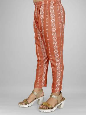 Stylish kids party wear peach color cotton base kaftan with pant for girls 4