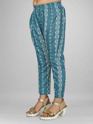 Stylish kids party wear aqua blue color cotton base kaftan with pant for girls 4