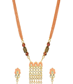 Runjhun handcrafted indian kundan choker necklace earrings peach jewellery