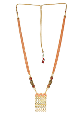 Runjhun handcrafted indian kundan choker necklace earrings peach jewellery 3