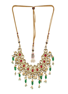 Runjhun green kundan gold plated meenakari jewellery set for womens 2