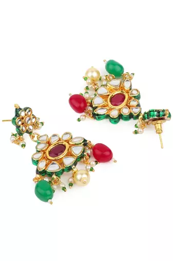 Runjhun multicolor kundan work necklace set with earring