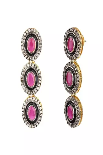 Runjhun women red & pink beaded layered necklace set for womens