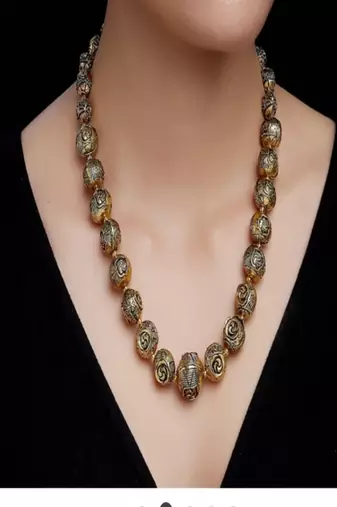 Runjhun antique mala necklace with gold plating for women