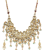 Runjhun indian kundan choker necklace earrings peach jewellery set