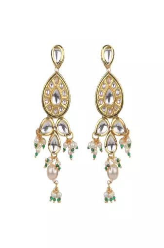 Runjhun indian kundan choker necklace earrings peach jewellery set