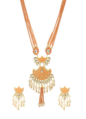 Runjhun ethnic kundan studded necklace & earrings set for women 1