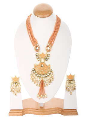 Runjhun ethnic kundan studded necklace & earrings set for women 2