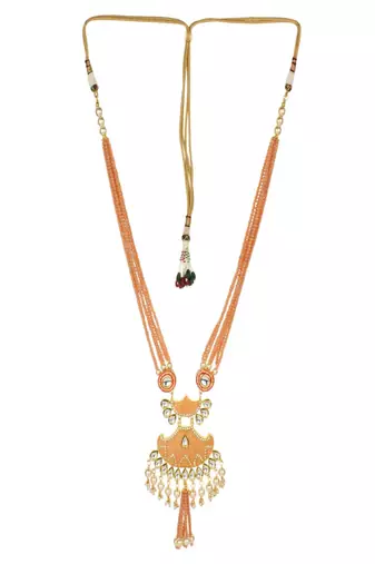 Runjhun ethnic kundan studded necklace & earrings set for women