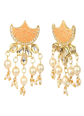 Runjhun ethnic kundan studded necklace & earrings set for women 4