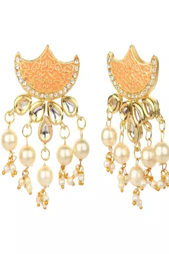 Runjhun ethnic kundan studded necklace & earrings set for women