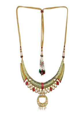 Runjhun kundan golden semi precious stones designer elegant necklace & earrings set 3
