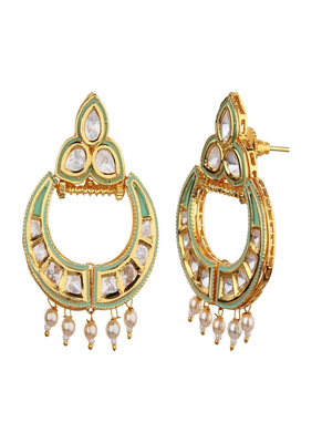Runjhun kundan golden semi precious stones designer elegant necklace & earrings set 4