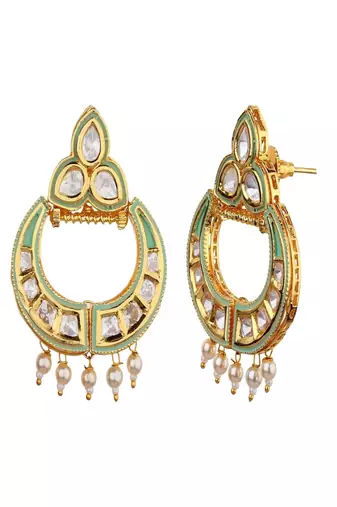 Runjhun kundan golden semi precious stones designer elegant necklace & earrings set