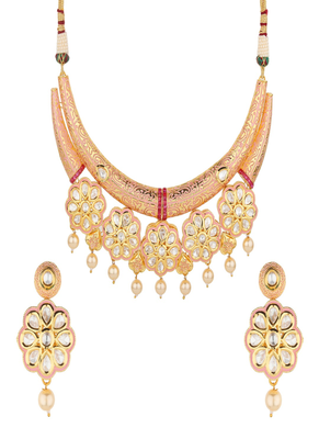 Runjhun wedding golden kundan necklace sets for womens & girls 1