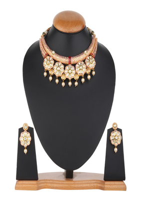 Runjhun wedding golden kundan necklace sets for womens & girls 2