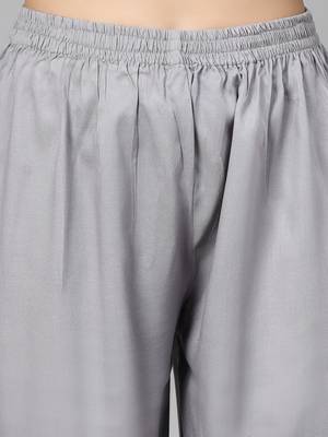 Grey rayon kurta pant set with dupatta 5