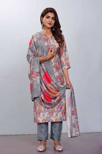 Premium muslin digital print with handwork ans sequined salwar suit