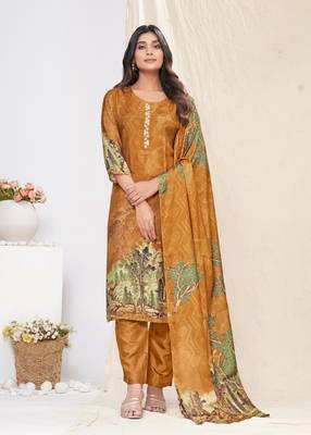 Premium muslin digital print with handwork ans sequined salwar suit 1
