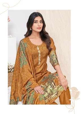 Premium muslin digital print with handwork ans sequined salwar suit 2