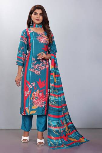 Premium muslin digital print with handwork ans sequined salwar suit