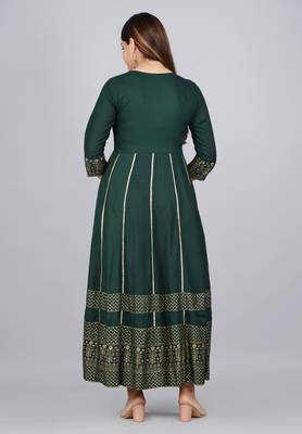 Dark green anarkali kurta dupatta set for women 5