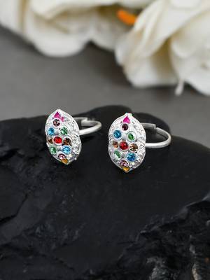 Multicolor silver plated toe ring 1