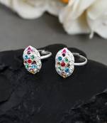 Multicolor silver plated toe ring