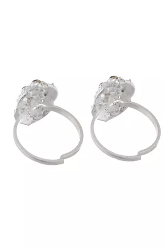 Multicolor silver plated toe ring