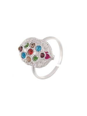 Multicolor silver plated toe ring 4