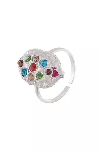 Multicolor silver plated toe ring