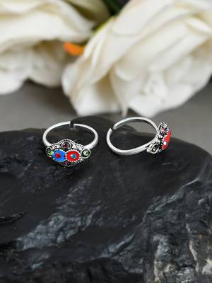 Multicolor oxidised toe ring bichiya 1