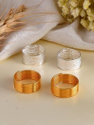Set of 2 silver gold toe rings 1