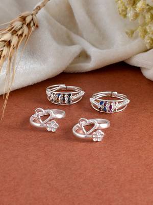 Set of 2 silver toe rings 1