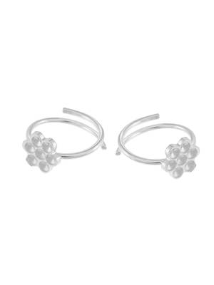 Silver plated floral toe ring 3