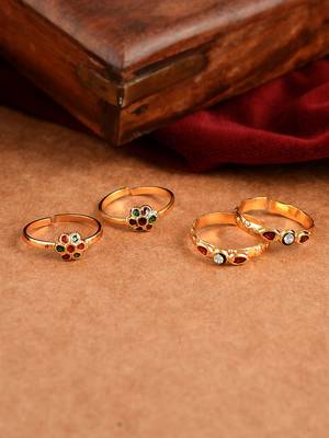Set of 2 gold plated bichiya toe rings for women 1