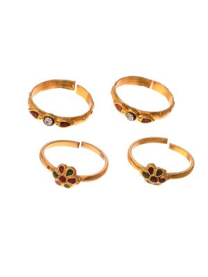 Set of 2 gold plated bichiya toe rings for women 3