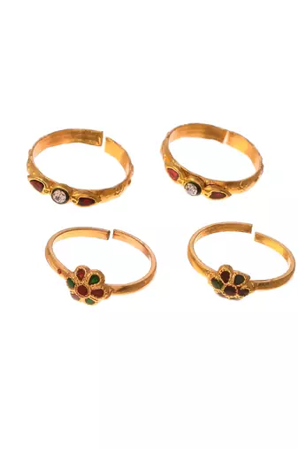 Set of 2 gold plated bichiya toe rings for women