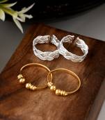 Set of 2 silver gold plated toe rings for women