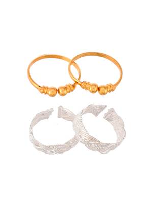 Set of 2 silver gold plated toe rings for women 3