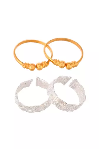 Set of 2 silver gold plated toe rings for women