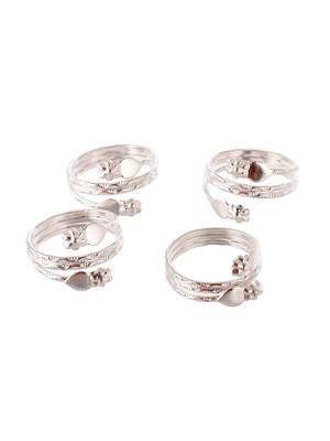 Setb of 2 silver plated bichiya toe rings 4