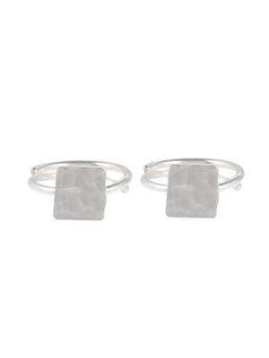 Silver plated hammered geomatrical toe ring 3