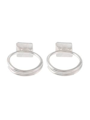 Silver plated hammered geomatrical toe ring 4