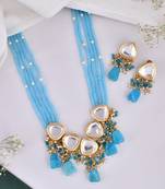 Gold plated beads meenakari jewellery set