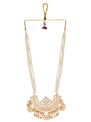Gold tone kundan long necklace earring for women 2