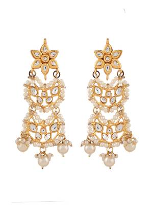 Gold tone kundan long necklace earring for women 3