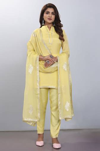 Premium viscose and jacquard butta zari with hand work kurti