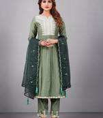 Premium cotton silk organza with lucknowi style embroidery and embroidered dupatta